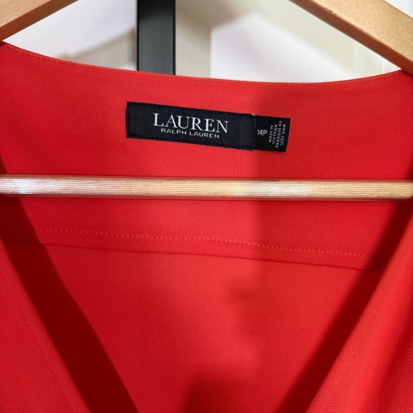 Lauren Ralph Lauren Orange Long-Sleeve Shavilya Jersey Dress 14P Career Cocktail - Picture 7 of 11